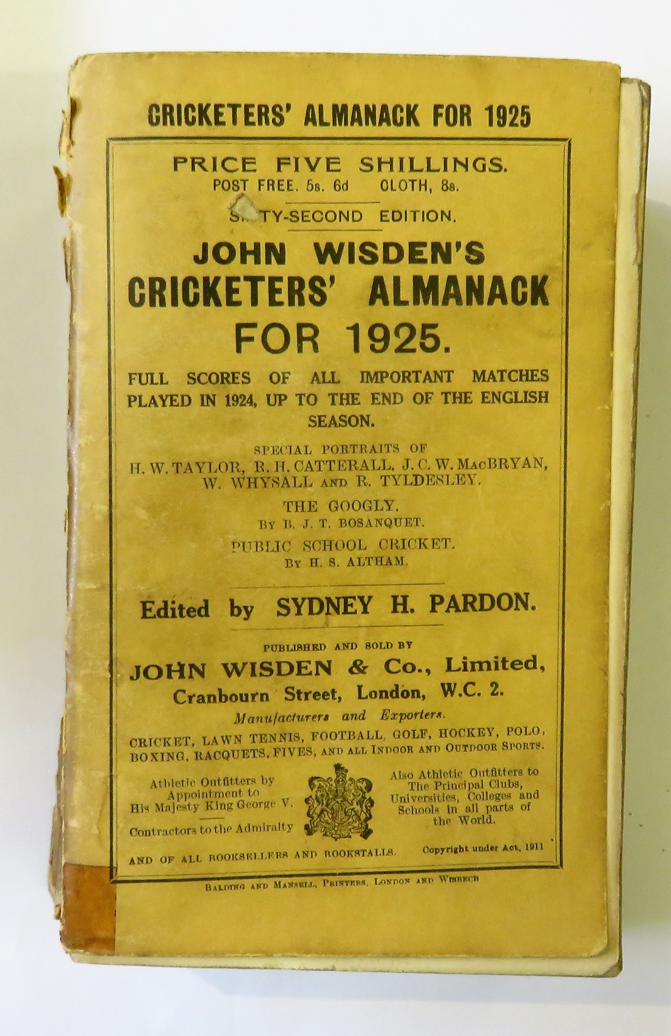 John Wisden's Cricketers' Almanack For 1925