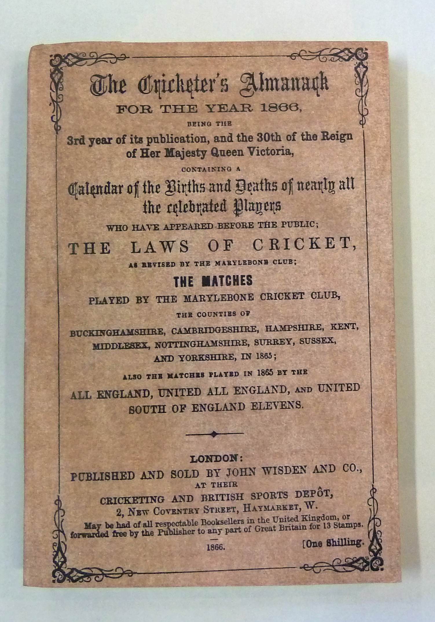 **Wisden The Cricketer's Almanack for the Year 1866