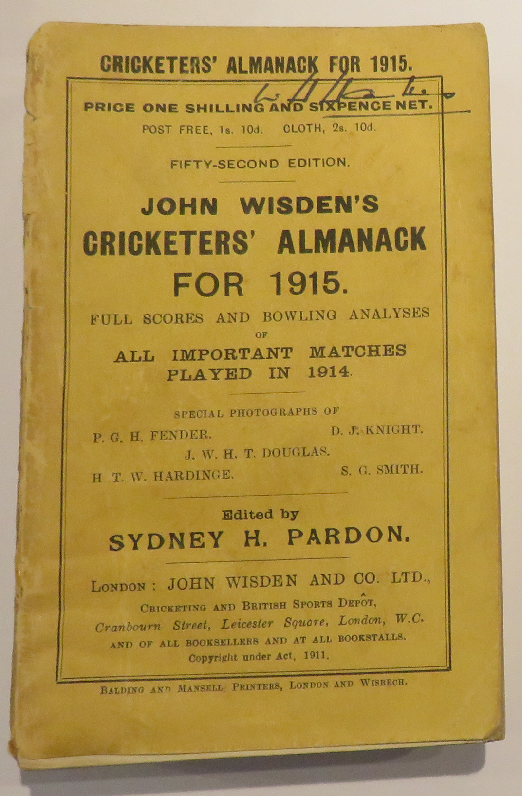 John Wisden's Cricketers Almanack For 1915