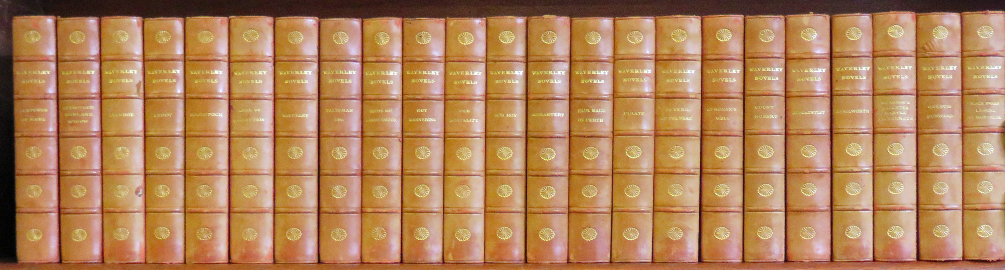 Beautifully Bound Set of Waverley Novels in 25 Volumes