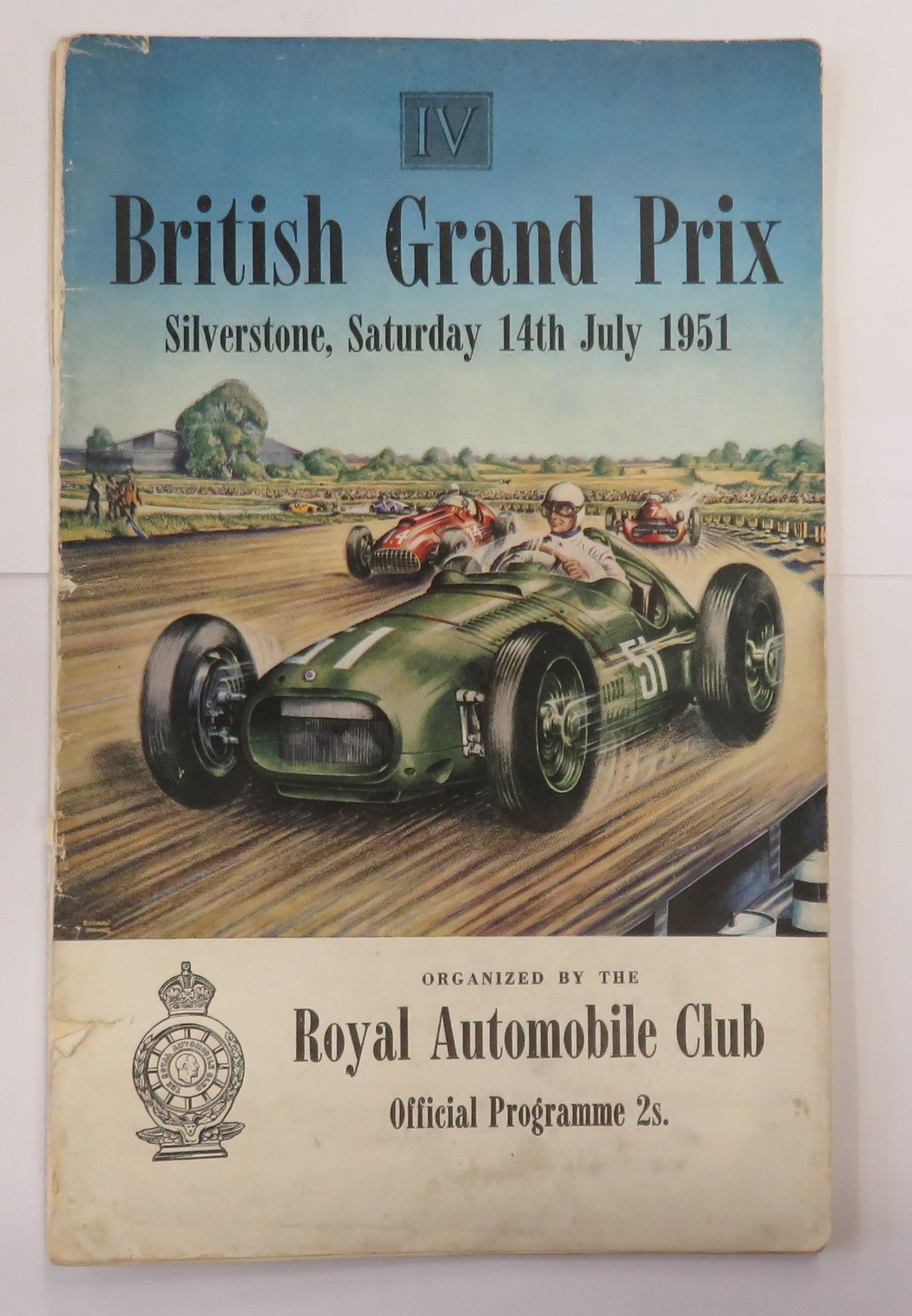Programme Of The 4th British Grand Prix And The R.A.C. Internatinal 500 c.c. Race Silverstone Saturday 14th July 1951