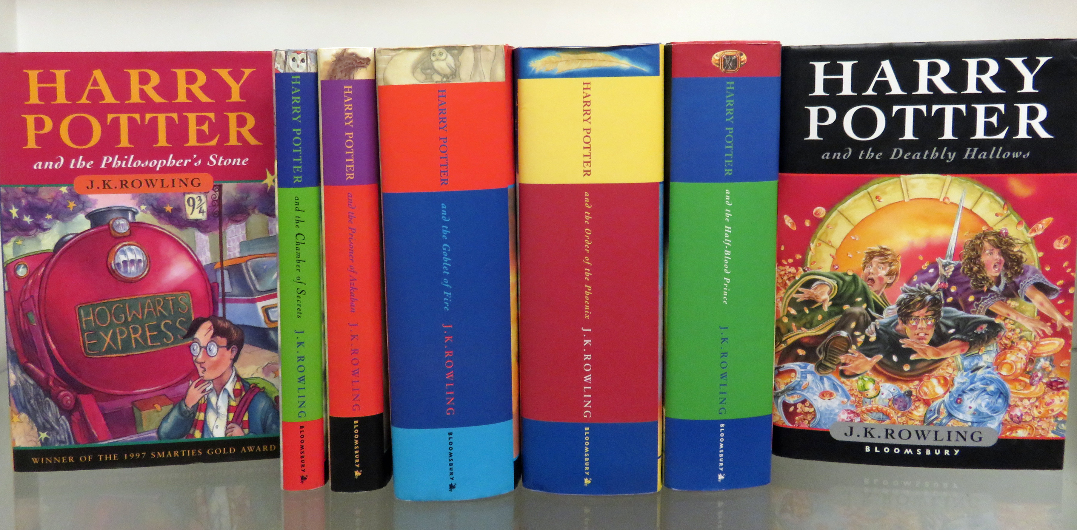 Complete Set of Seven Harry Potter Books with Three 1st editions for Later volumes. 