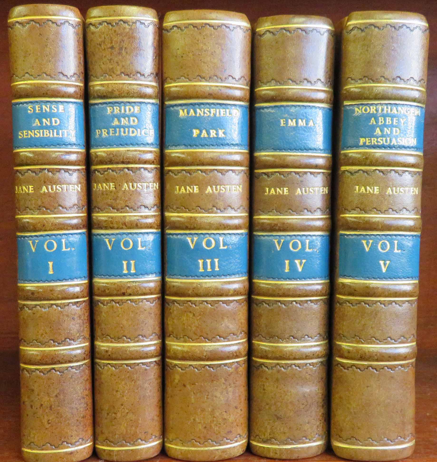 The Novels Of Jane Austen Re-Bound In Half Tan leather 