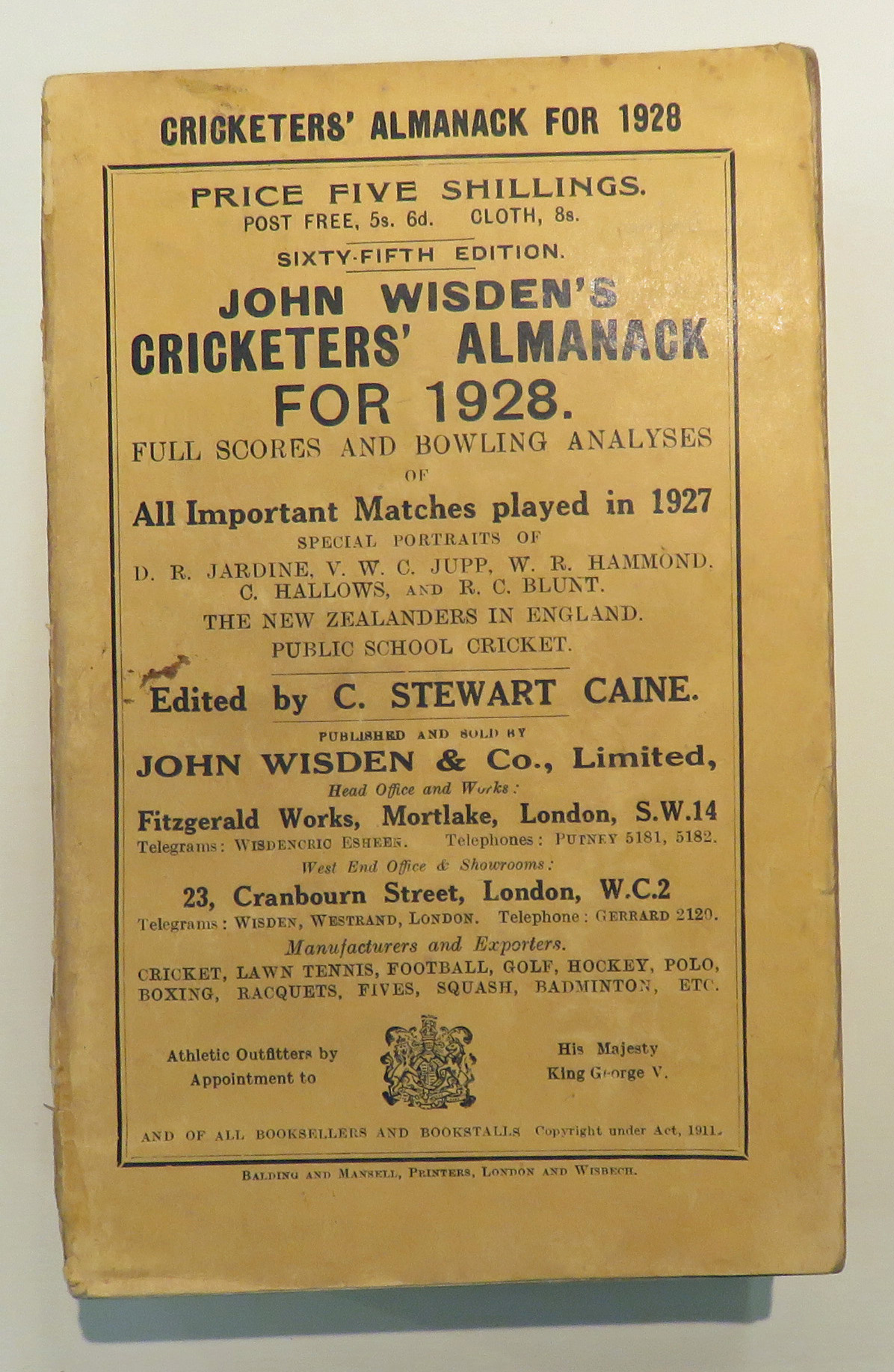 John Wisden's Cricketers' Almanack For 1928