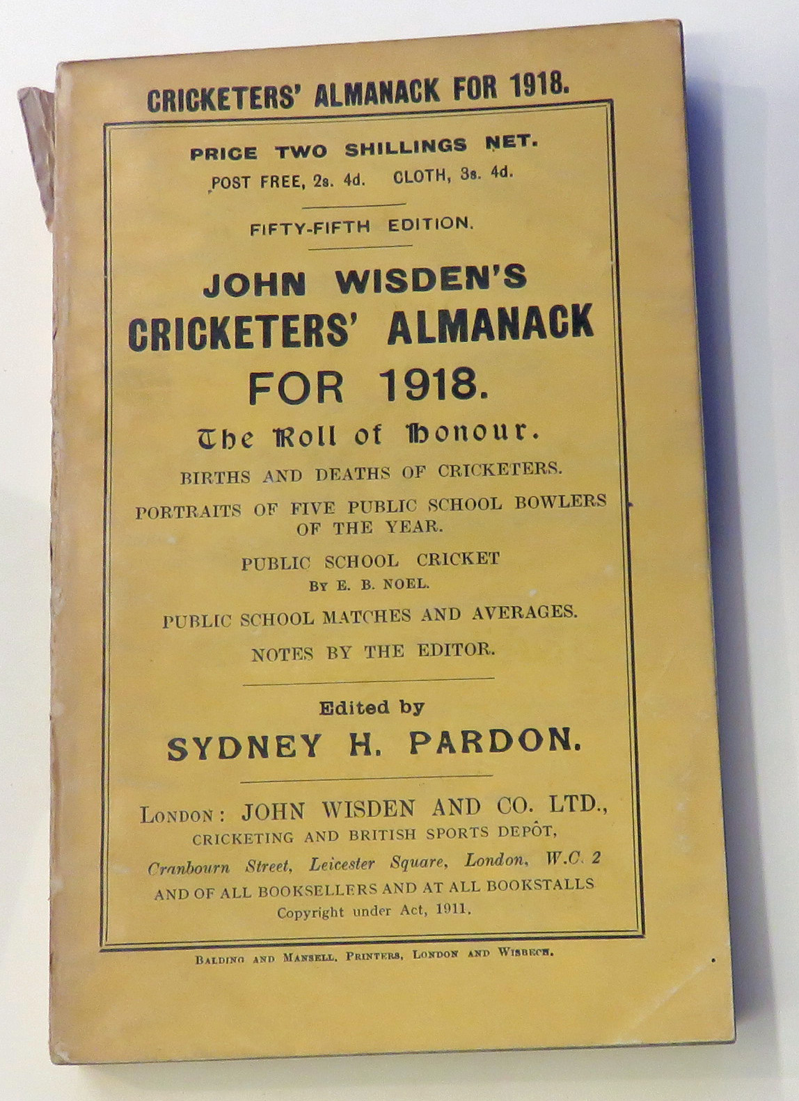 **John Wisden's Cricketers' Almanack For 1918