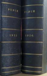 Punch Alamanack's Quarter Leather Bound Years 1915-1932, 1928 missing Plus Odd Volumes. Illustrated 